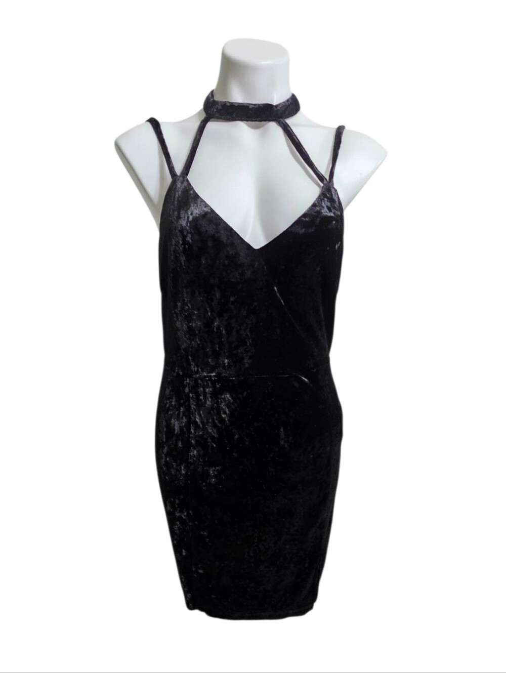 J.Roberts Crushed Velvet Dress L Choker Collar Romantic Cocktail Whimsigoth
